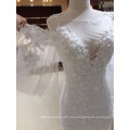 Mermaid Wrap Lace Applique de vestido de boda blanco